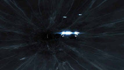 Returning to the coalition staging ground, a station is visible at the end of warp.