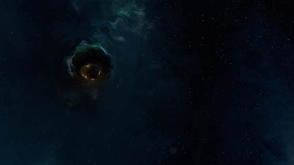 A wormhole leading to safety inside an eerie, quiet, and lifeless realm