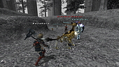 Anubis taking on a Coeurl in the ominous Escha Zi'tah