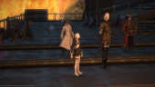 Anubis, Isileth and M.Steiner gather with Alisaie ahead of Bahamut's Coils