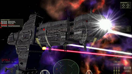 Cruiser Firing Beam Cannons
