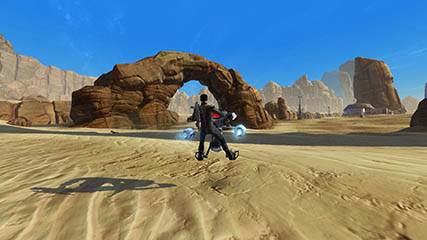 Cipher Agent Rigby on his Longspur STAP speeder in Tatooine